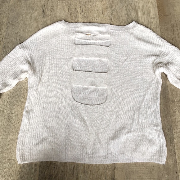 Cropped XS Express White Cut-Out Back Sweater - Picture 4 of 5